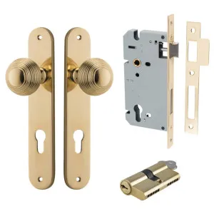 Guildford Knob Oval Backplate Entrance Kit w High Security Lock Polished Brass by Iver, a Door Hardware for sale on Style Sourcebook