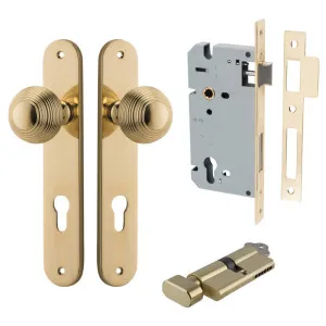 Guildford Knob Oval Backplate Entrance Kit w High Security Lock Polished Brass by Iver, a Door Hardware for sale on Style Sourcebook