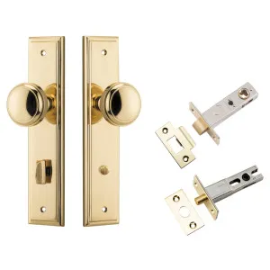 Paddington Knob Stepped Backplate Privacy Kit w Privacy Turn Polished Brass by Iver, a Door Hardware for sale on Style Sourcebook