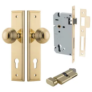 Guildford Knob Stepped Backplate Entrance Kit w High Security Lock Polished Brass by Iver, a Door Hardware for sale on Style Sourcebook