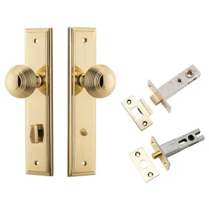 Guildford Knob Stepped Backplate Privacy Kit w Privacy Turn Polished Brass by Iver, a Door Hardware for sale on Style Sourcebook