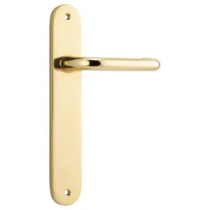 Oslo Lever Oval Backplate Polished Brass by Iver, a Door Hardware for sale on Style Sourcebook