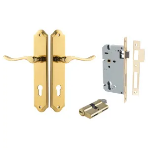 Stirling Lever Shouldered Backplate Entrance Kit w High Security Lock Polished Brass by Iver, a Door Hardware for sale on Style Sourcebook