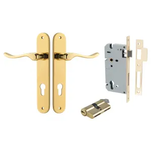Stirling Lever Oval Backplate Entrance Kit w High Security Lock Polished Brass by Iver, a Door Hardware for sale on Style Sourcebook