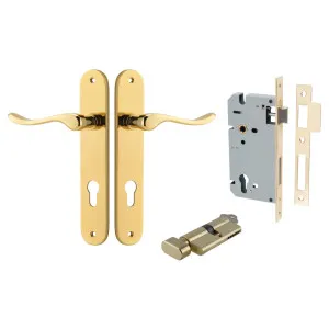 Stirling Lever Oval Backplate Entrance Kit w High Security Lock Polished Brass by Iver, a Door Hardware for sale on Style Sourcebook