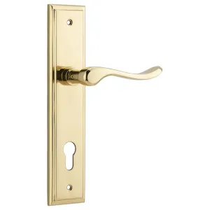Stirling Lever Stepped Backplate Polished Brass by Iver, a Door Hardware for sale on Style Sourcebook