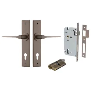 Como Lever Chamfered Backplate Entrance Kit w High Security Lock Signature Brass by Iver, a Door Hardware for sale on Style Sourcebook