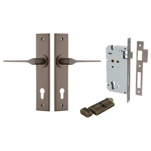 Como Lever Chamfered Backplate Entrance Kit w High Security Lock Signature Brass by Iver, a Door Hardware for sale on Style Sourcebook