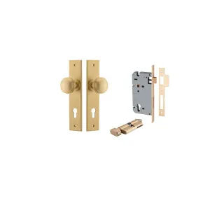 Paddington Knob Chamfered Backplate Entrance Kit w High Security Lock Brushed Brass by Iver, a Door Hardware for sale on Style Sourcebook