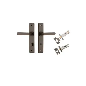 Osaka Lever Chamfered Backplate Privacy Kit with Privacy Turn Signature Brass by Iver, a Door Hardware for sale on Style Sourcebook