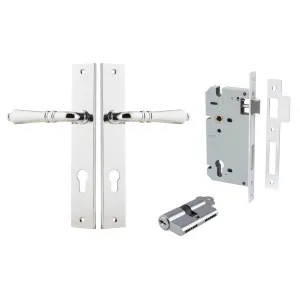 Sarlat Lever Rectangular Backplate Entrance Kit w High Security Lock Polished Chrome by Iver, a Door Hardware for sale on Style Sourcebook