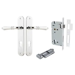 Sarlat Lever Oval Backplate Entrance Kit w High Security Lock Polished Chrome by Iver, a Door Hardware for sale on Style Sourcebook
