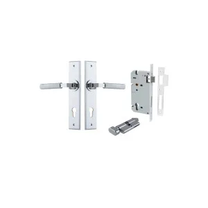 Brunswick Lever Chamfered Backplate Entrance Kit w High Security Lock Polished Chrome by Iver, a Door Hardware for sale on Style Sourcebook