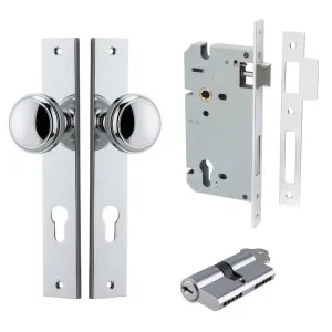 Paddington Knob Rectangular Backplate Entrance Kit w High Security Lock Polished Chrome by Iver, a Door Hardware for sale on Style Sourcebook