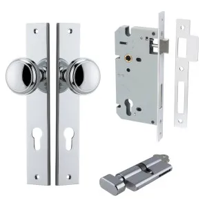 Paddington Knob Rectangular Backplate Entrance Kit w High Security Lock Polished Chrome by Iver, a Door Hardware for sale on Style Sourcebook