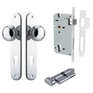 Paddington Knob Oval Backplate Entrance Kit w High Security Lock Polished Chrome by Iver, a Door Hardware for sale on Style Sourcebook