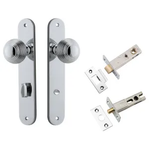 Guildford Knob Oval Backplate Privacy Kit w Privacy Turn Polished Chrome by Iver, a Door Hardware for sale on Style Sourcebook