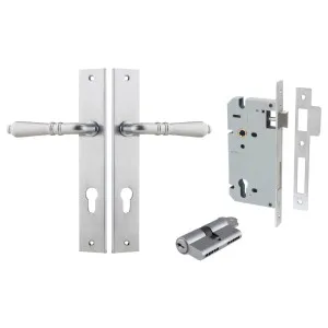 Sarlat Lever Rectangular Backplate Entrance Kit w High Security Lock Brushed Chrome by Iver, a Door Hardware for sale on Style Sourcebook