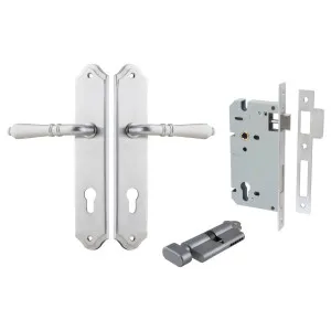 Sarlat Lever Shouldered Backplate Entrance Kit w High Security Lock Brushed Chrome by Iver, a Door Hardware for sale on Style Sourcebook