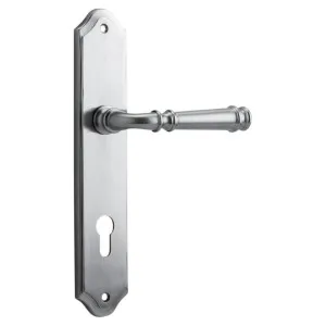 Verona Lever - Shouldered Backplate with Euro 85mm Pitch Brushed Chrome by Iver, a Door Hardware for sale on Style Sourcebook