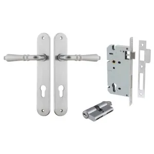 Sarlat Lever Oval Backplate Entrance Kit w High Security Lock Brushed Chrome by Iver, a Door Hardware for sale on Style Sourcebook
