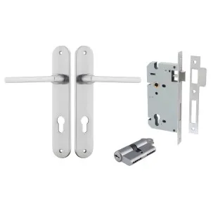 Baltimore Lever Oval Backplate Entrance Kit w High Security Lock Brushed Chrome by Iver, a Door Hardware for sale on Style Sourcebook
