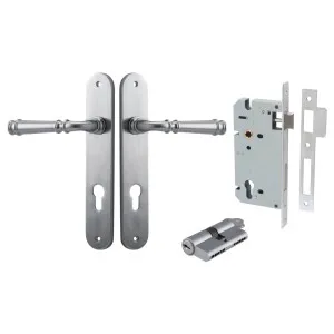 Verona Lever Oval Backplate Entrance Kit w High Security Lock Brushed Chrome by Iver, a Door Hardware for sale on Style Sourcebook