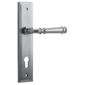 Verona Lever Stepped Backplate Brushed Chrome by Iver, a Door Hardware for sale on Style Sourcebook