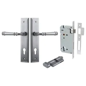 Verona Lever Stepped Backplate Entrance Kit w High Security Lock Brushed Chrome by Iver, a Door Hardware for sale on Style Sourcebook