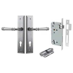 Verona Lever Stepped Backplate Entrance Kit w High Security Lock Brushed Chrome by Iver, a Door Hardware for sale on Style Sourcebook