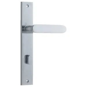 Bronte Lever Brushed Chrome Rectangular Backplate by Iver, a Door Hardware for sale on Style Sourcebook