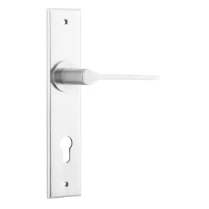 Como Lever Brushed Chrome Chamfered Backplate by Iver, a Door Hardware for sale on Style Sourcebook