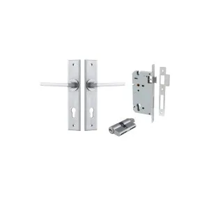 Baltimore Lever Chamfered Backplate Entrance Kit w High Security Lock Brushed Chrome by Iver, a Door Hardware for sale on Style Sourcebook