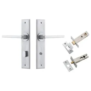 Baltimore Lever Chamfered Backplate Privacy Kit w Privacy Turn Brushed Chrome by Iver, a Door Hardware for sale on Style Sourcebook