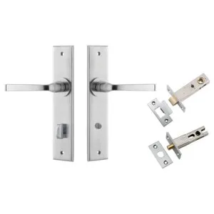 Annecy Lever Chamfered Backplate Privacy Kit w Privacy Turn Brushed Chrome by Iver, a Door Hardware for sale on Style Sourcebook