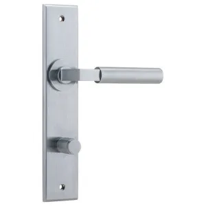 Berlin Lever Brushed Chrome Chamfered Backplate by Iver, a Door Hardware for sale on Style Sourcebook