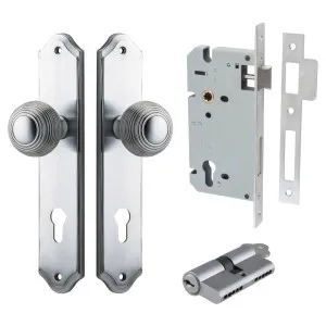 Guildford Knob Shouldered Backplate Entrance Kit w High Security Lock Brushed Chrome by Iver, a Door Hardware for sale on Style Sourcebook