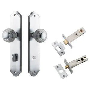 Guildford Knob Shouldered Backplate Privacy Kit w Privacy Turn Brushed Chrome by Iver, a Door Hardware for sale on Style Sourcebook