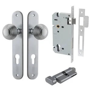 Guildford Knob Oval Backplate Entrance Kit w High Security Lock Brushed Chrome by Iver, a Door Hardware for sale on Style Sourcebook