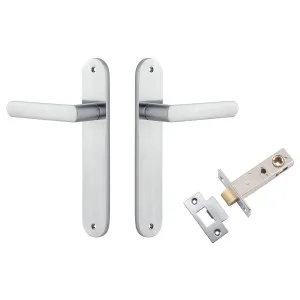 Osaka Lever Oval Backplate Passage Kit Brushed Chrome by Iver, a Door Hardware for sale on Style Sourcebook