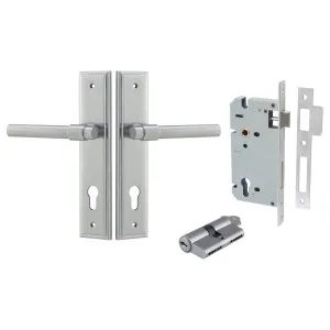 Helsinki Lever Stepped Backplate Entrance Kit w High Security Lock Brushed Chrome by Iver, a Door Hardware for sale on Style Sourcebook
