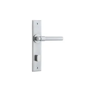 Helsinki Lever Brushed Chrome Chamfered Backplate by Iver, a Door Hardware for sale on Style Sourcebook