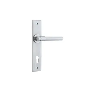 Helsinki Lever Brushed Chrome Chamfered Backplate by Iver, a Door Hardware for sale on Style Sourcebook