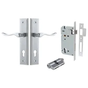 Stirling Lever Stepped Backplate Entrance Kit w High Security Lock Brushed Chrome by Iver, a Door Hardware for sale on Style Sourcebook