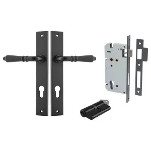 Sarlat Lever Rectangular Backplate Entrance Kit w High Security Lock Matt Black by Iver, a Door Hardware for sale on Style Sourcebook
