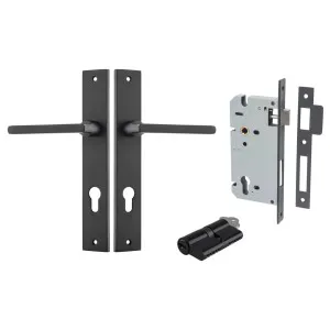 Baltimore Lever Rectangular Backplate Entrance Kit w High Security Lock Matt Black by Iver, a Door Hardware for sale on Style Sourcebook