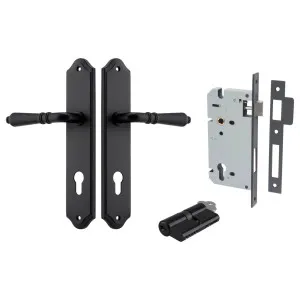 Sarlat Lever Shouldered Backplate Entrance Kit w High Security Lock Matt Black by Iver, a Door Hardware for sale on Style Sourcebook