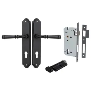Verona Lever Shouldered Backplate Entrance Kit with High Security Lock Matt Black by Iver, a Door Hardware for sale on Style Sourcebook