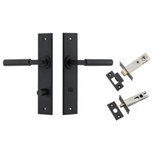 Berlin Lever Chamfered Backplate Privacy Kit Matt Black by Iver, a Door Hardware for sale on Style Sourcebook