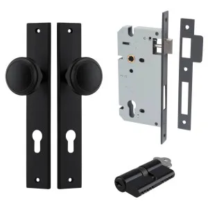 Paddington Knob Rectangular Backplate Entrance Kit w High Security Lock Matt Black by Iver, a Door Hardware for sale on Style Sourcebook